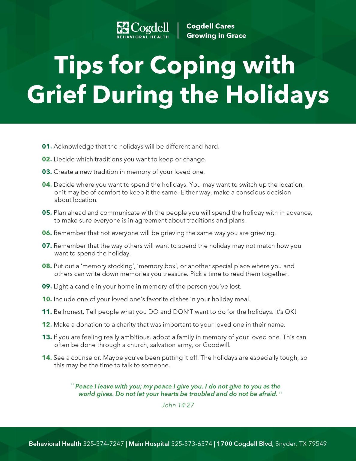 Dealing With Stress and Grief During the Holidays - Cogdell Memorial ...