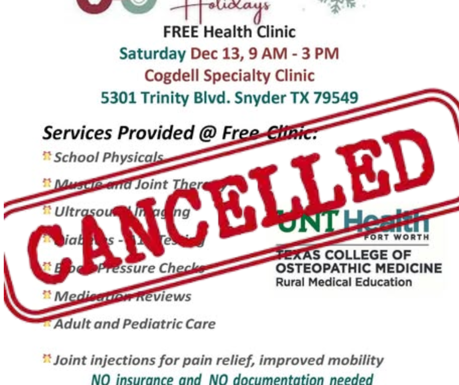 FREE Clinic Cancelled